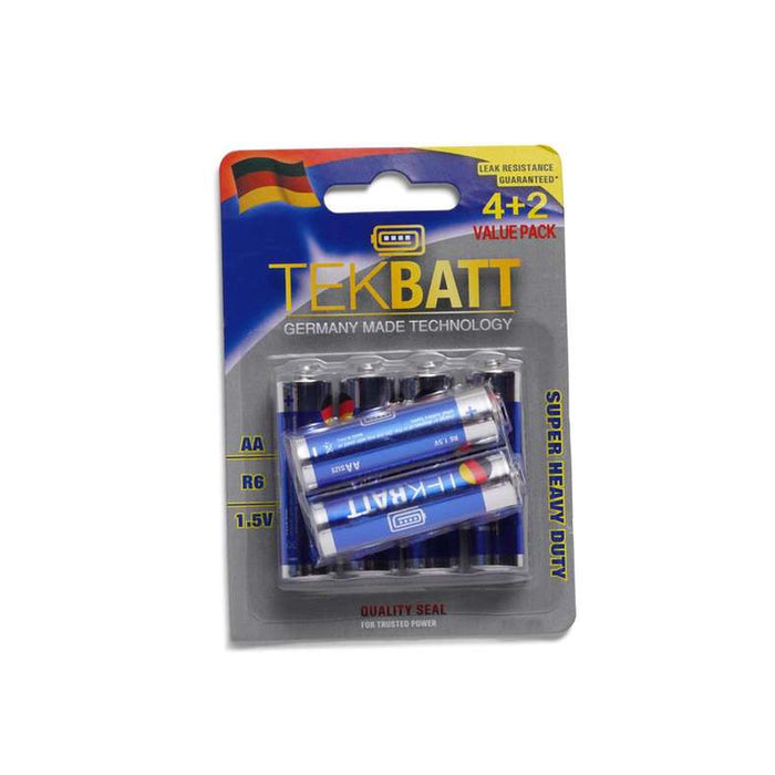 Tekbatt Super Heavy Duty Aa Battery 6-Pieces - Blue