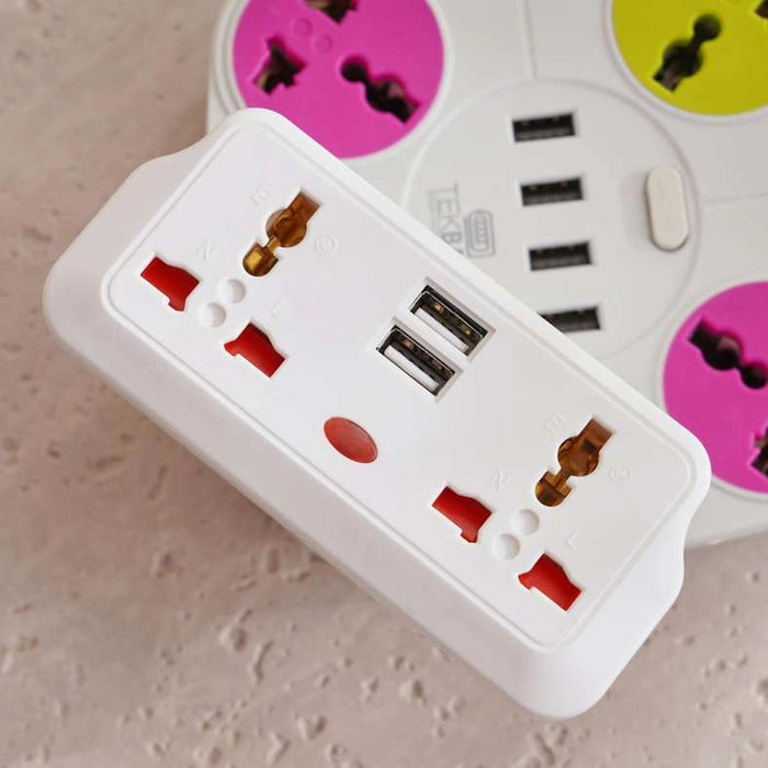 Tekbatt Universal 2-Way Travel Adaptor With 2-Usb Port - White