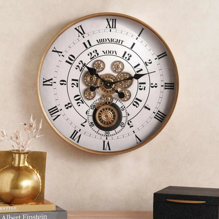Tempo Vintage Gear Clock Dia 60Cm - Antique Brass