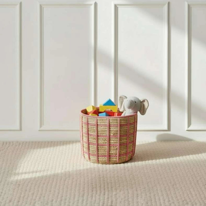 Tepic Grid Rope Basket 25.5X22Cm -Pink