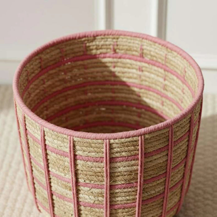 Tepic Grid Rope Basket 25.5X22Cm -Pink