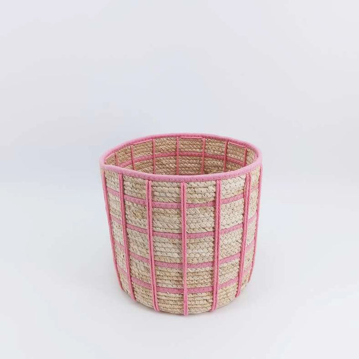Tepic Grid Rope Basket 25.5X22Cm -Pink