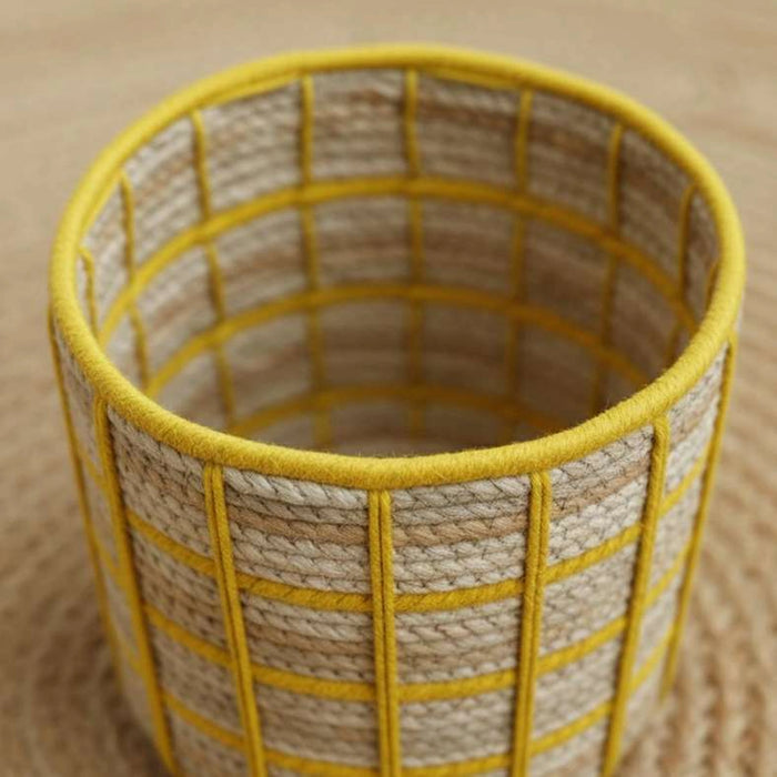 Tepic Grid Rope Basket 25.5X22Cm - Yellow