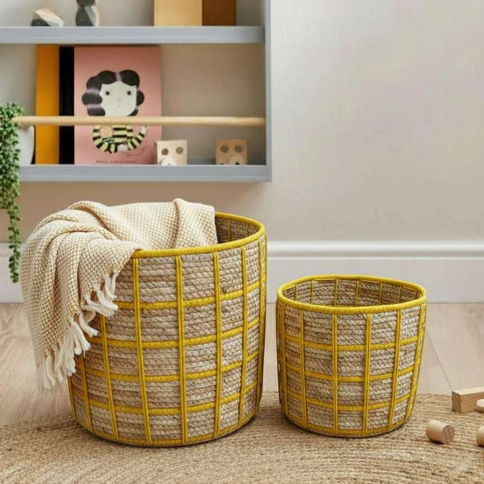Tepic Grid Rope Basket 25.5X22Cm - Yellow