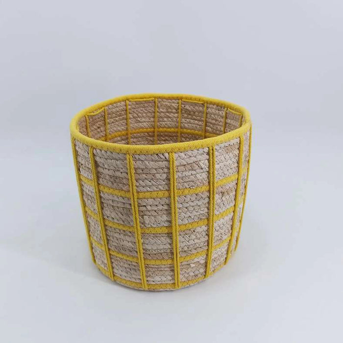 Tepic Grid Rope Basket 25.5X22Cm - Yellow
