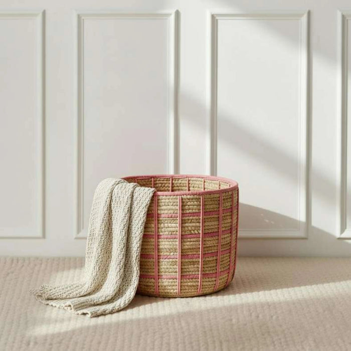Tepic Grid Rope Basket 30X27Cm -Pink