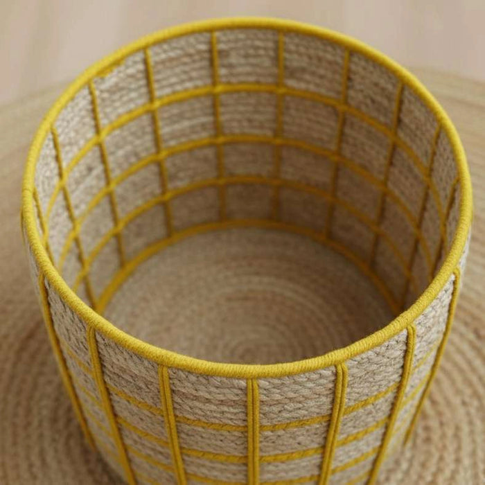 Tepic Grid Rope Basket 30X27Cm - Yellow