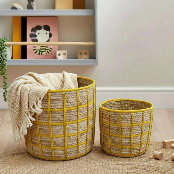 Tepic Grid Rope Basket 30X27Cm - Yellow