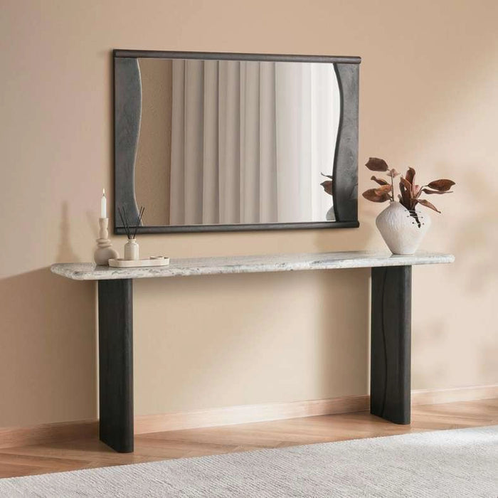 Terra Console Table With Mirror Marble - Beige & Brown
