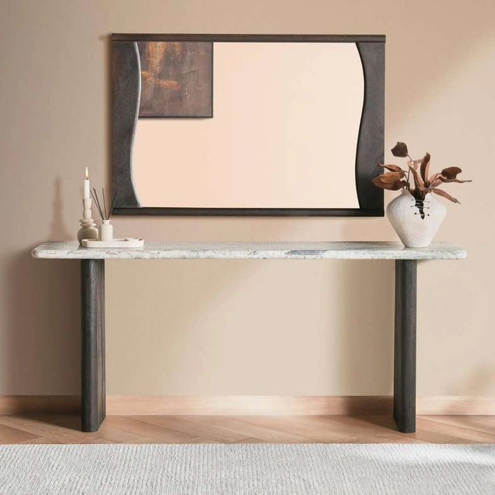 Terra Console Table With Mirror Marble - Beige & Brown