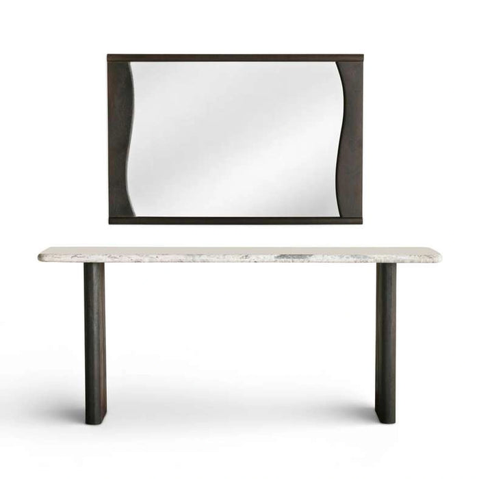 Terra Console Table With Mirror Marble - Beige & Brown