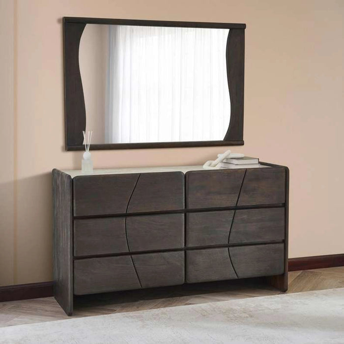 Terra Dresser With Mirror Marble - Beige & Brown