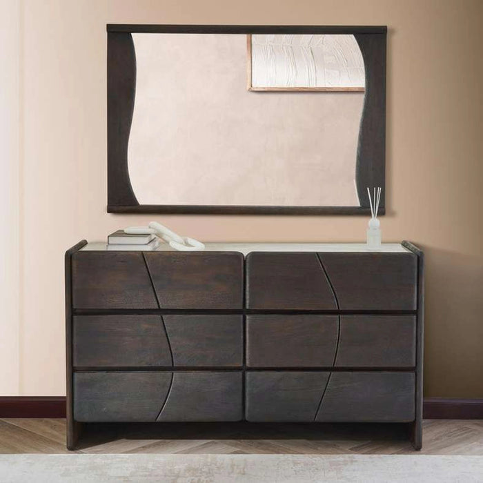 Terra Dresser With Mirror Marble - Beige & Brown