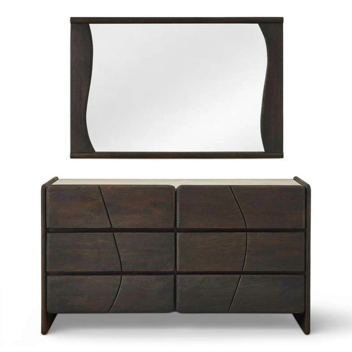 Terra Dresser With Mirror Marble - Beige & Brown
