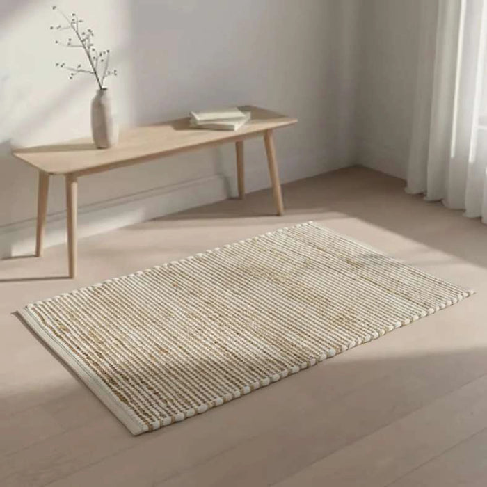 Terrana Handwoven Jute & Cotton Dhurrie 60X90Cm - Natural