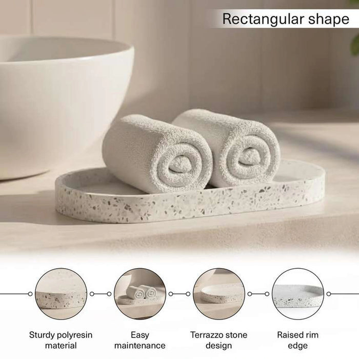 Terrazzo Bath Tray 31X15.4X2.5Cm - White