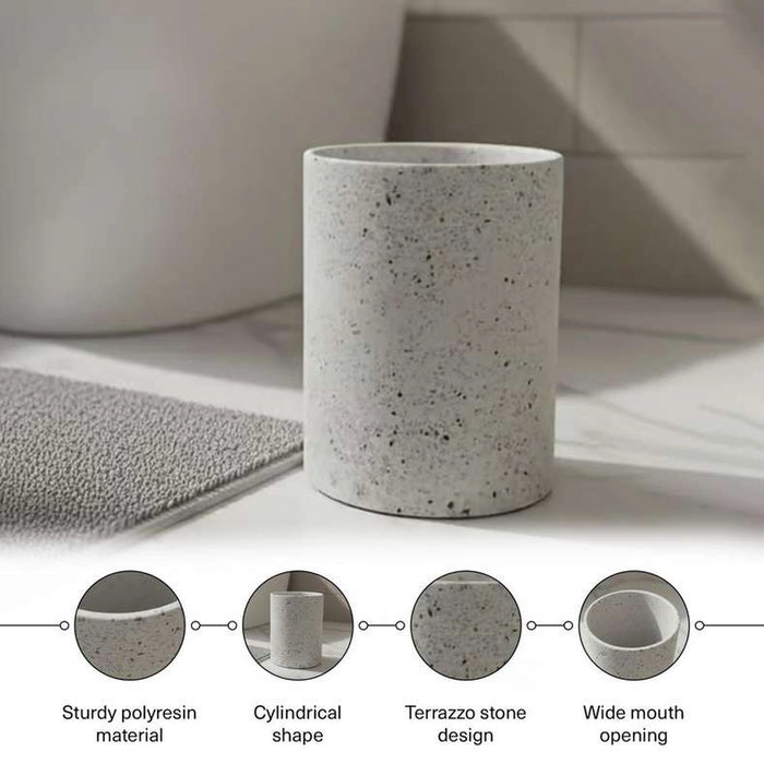 Terrazzo Bathroom Bin 19.8X19.8X25.8Cm-White