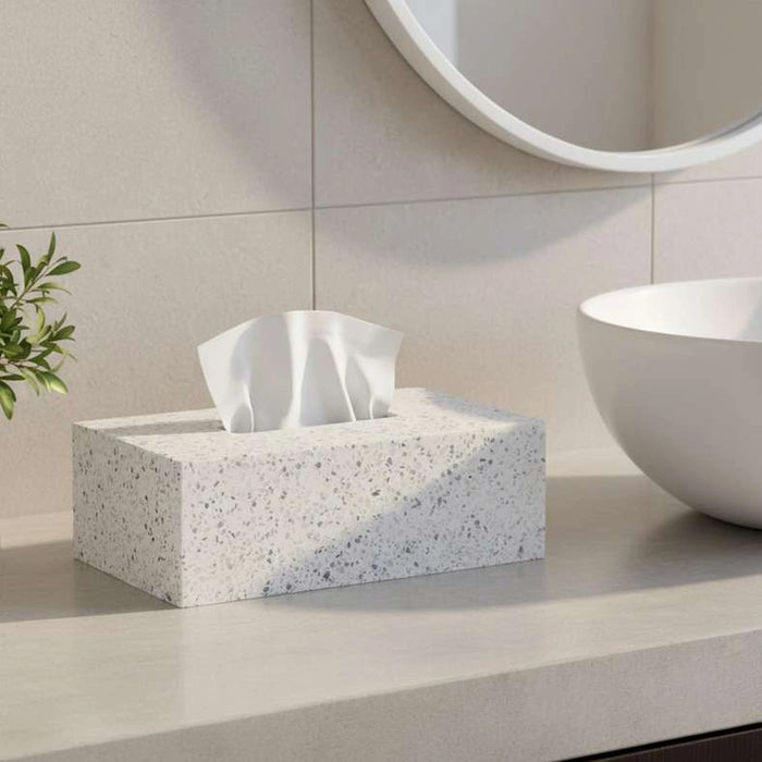 Terrazzo Tissue Box Cover 27X17X9.3Cm-White