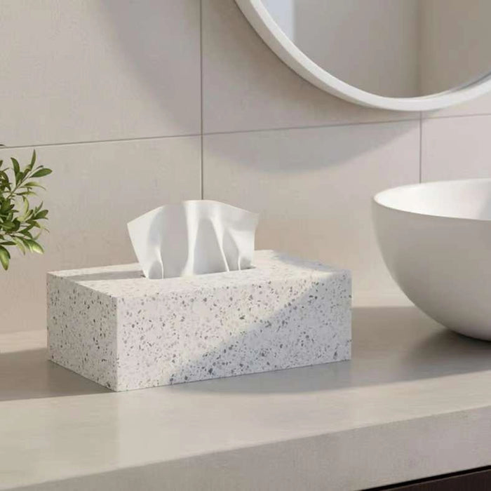 Terrazzo Tissue Box Cover 27X17X9.3Cm-White