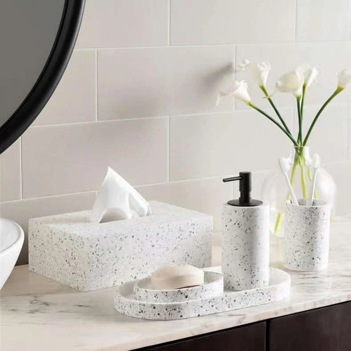 Terrazzo Tissue Box Cover 27X17X9.3Cm-White