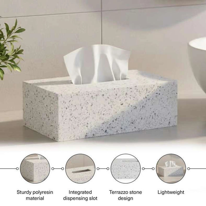 Terrazzo Tissue Box Cover 27X17X9.3Cm-White