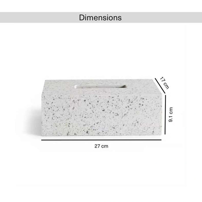 Terrazzo Tissue Box Cover 27X17X9.3Cm-White