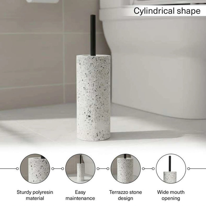 Terrazzo Toilet Brush Holder 10X10X24Cm-White