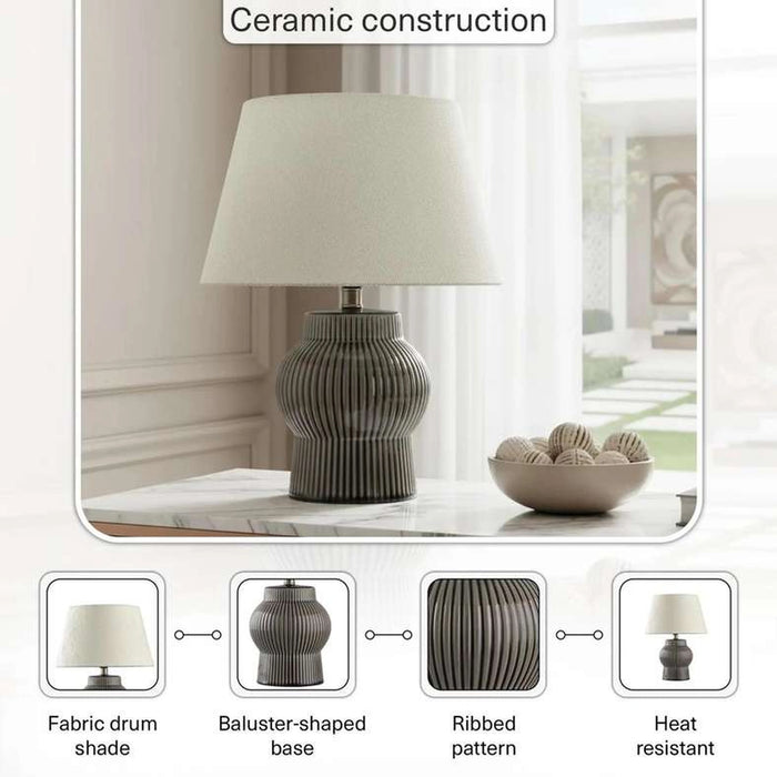 Terrona E27 Ceramic Table Lamp 27.5X38Cm - Taupe
