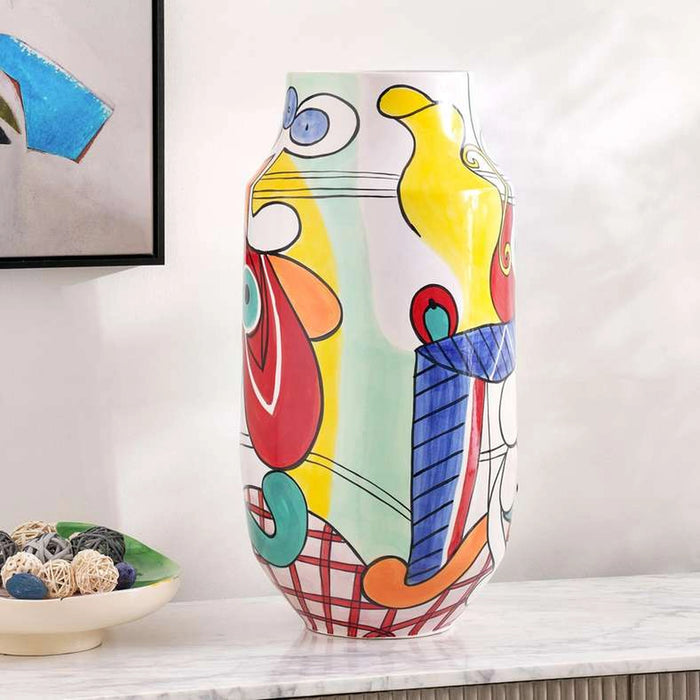 Texas Handpainted Ceramic Vase 29.8X29.8X61.5Cm- Red