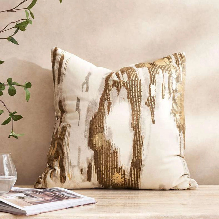 Th- Mizzle Embroidered Filled Velvet Cushion 50X50Cm-Beige