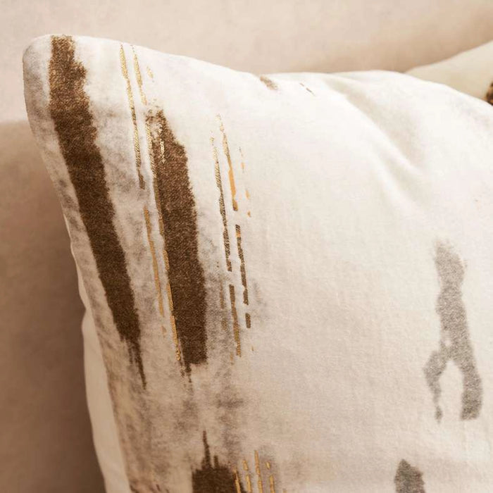 Th- Mizzle Embroidered Filled Velvet Cushion 50X50Cm-Beige