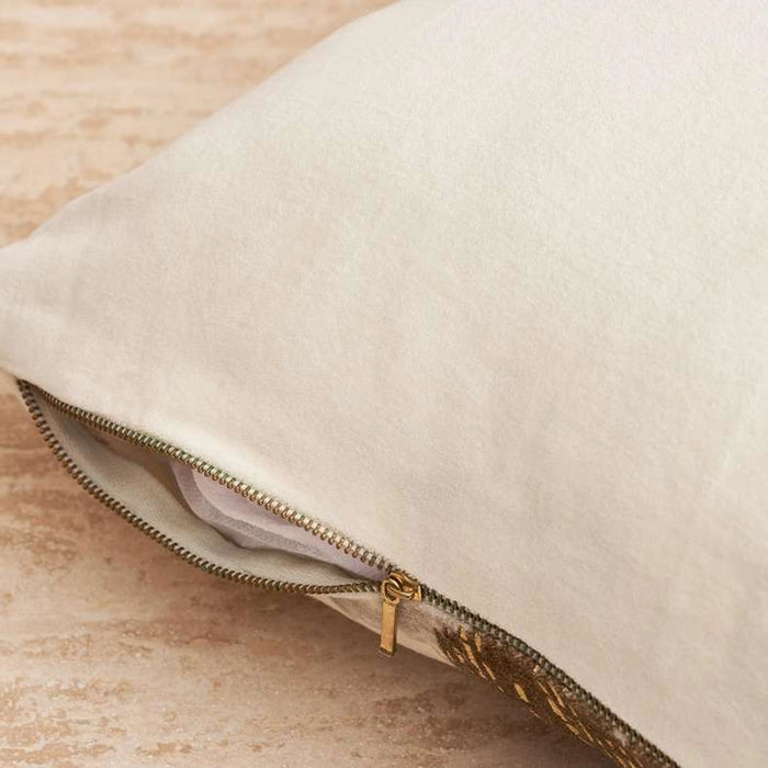 Th- Mizzle Embroidered Filled Velvet Cushion 50X50Cm-Beige