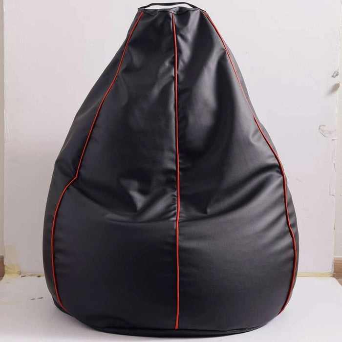 Th-Napster Faux Leather Xxxl Bean Bag With Piping-Black
