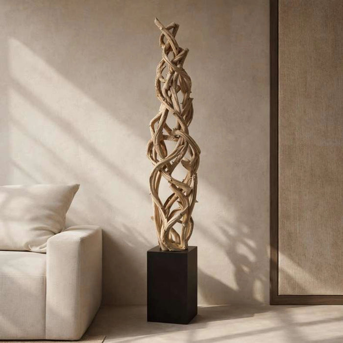 The Swirl Stem Wooden Art Led Floor Lamp 33X37X150Cm - Natural