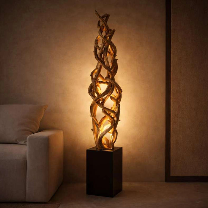 The Swirl Stem Wooden Art Led Floor Lamp 33X37X150Cm - Natural