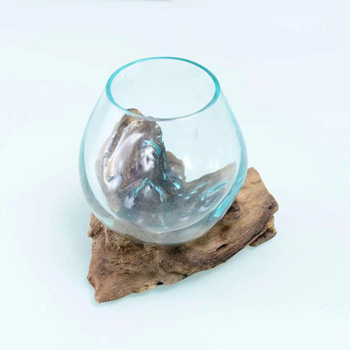 Thy Wood Glass Terrarium Clear/Natural 12X12X12Cm