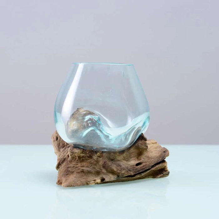 Thy Wood Glass Terrarium Clear/Natural 12X12X12Cm