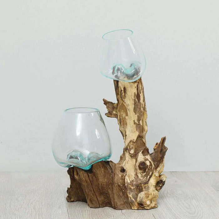 Thy Wood Glass Terrarium Clear/Natural 20X20X40Cm