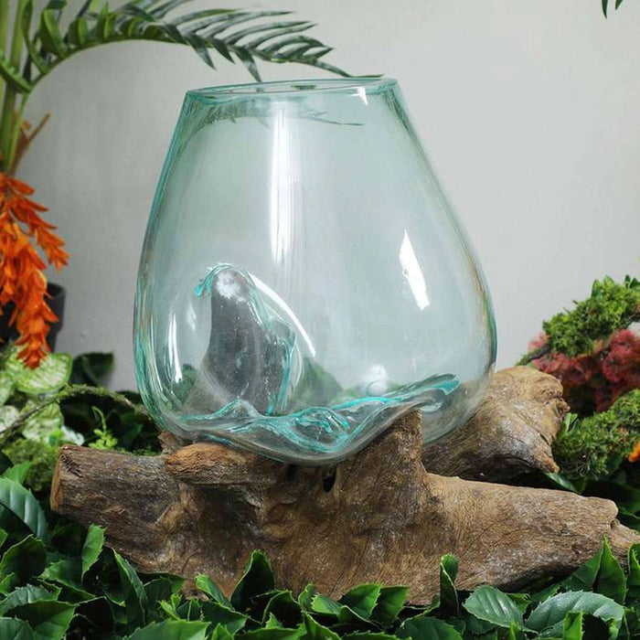 Thy Wood Glass Terrarium Clear/Natural 30X30X30Cm