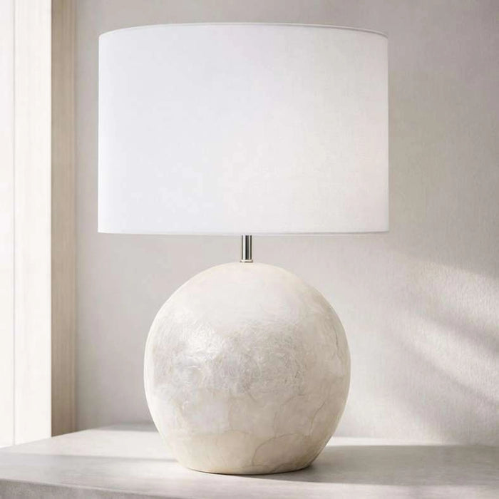 Thyler E27 Natural Capiz Table Lamp 40X58Cm - White