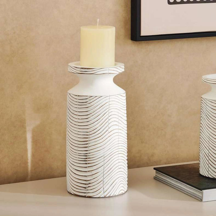 Tiago Polyresin Candle Holder 12.5X12.5X26Cm - White