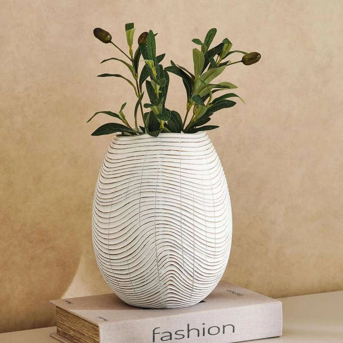 Tiago Polyresin Decor Vase 19.5X19.5X23Cm - White