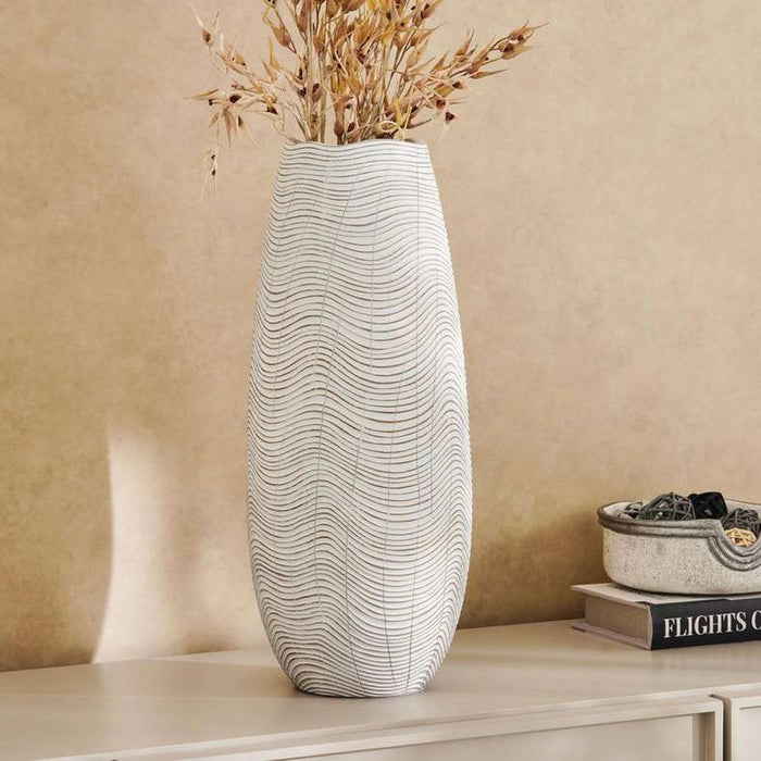 Tiago Polyresin Decor Vase 21X21X51Cm - White