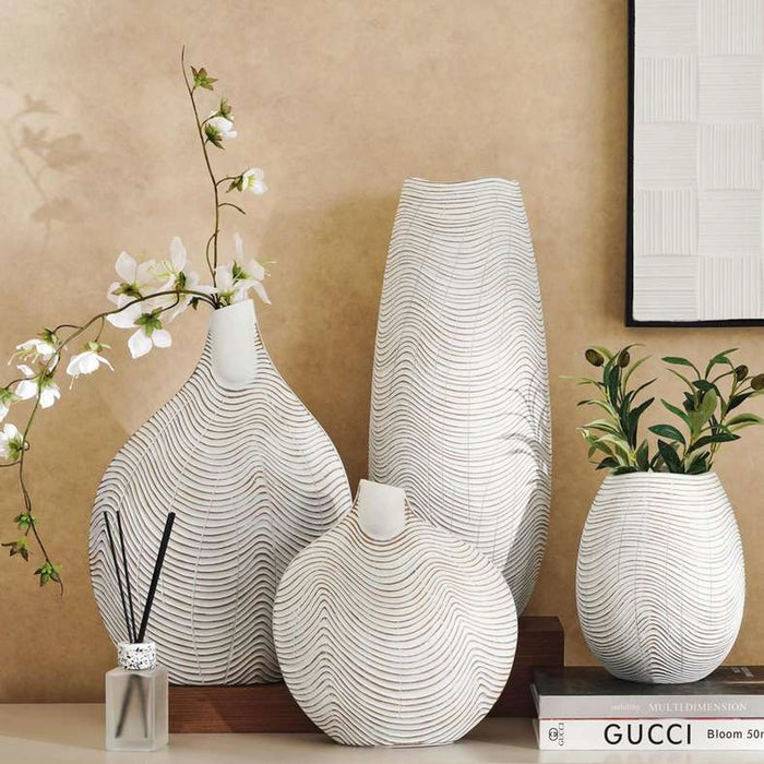 Tiago Polyresin Decor Vase 21X21X51Cm - White