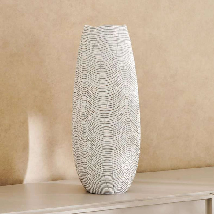 Tiago Polyresin Decor Vase 21X21X51Cm - White
