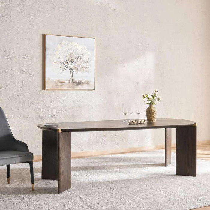 Tiamo 8 Seater Dining Table Oval Veneer - Dark Brown