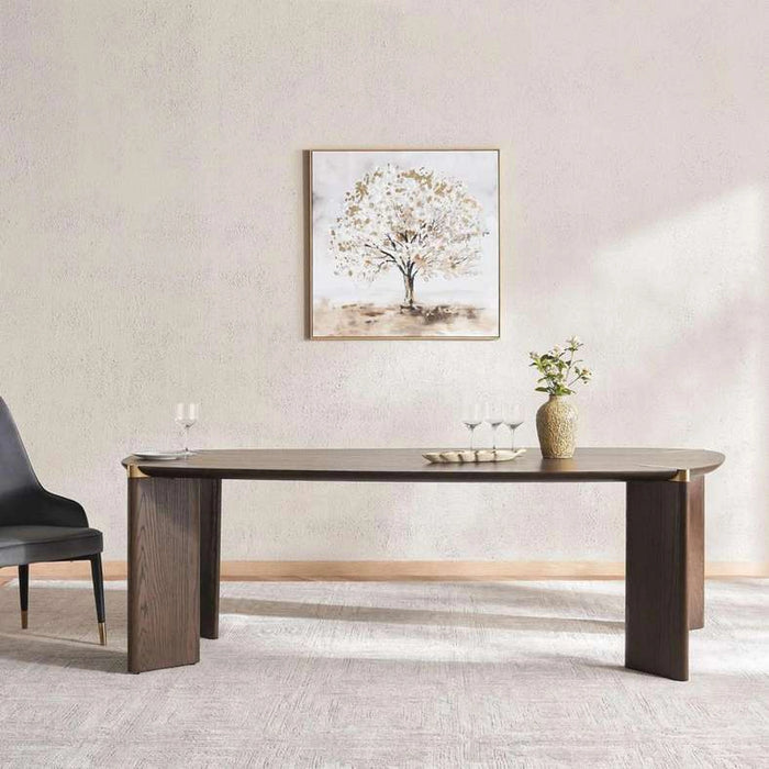 Tiamo 8 Seater Dining Table Oval Veneer - Dark Brown