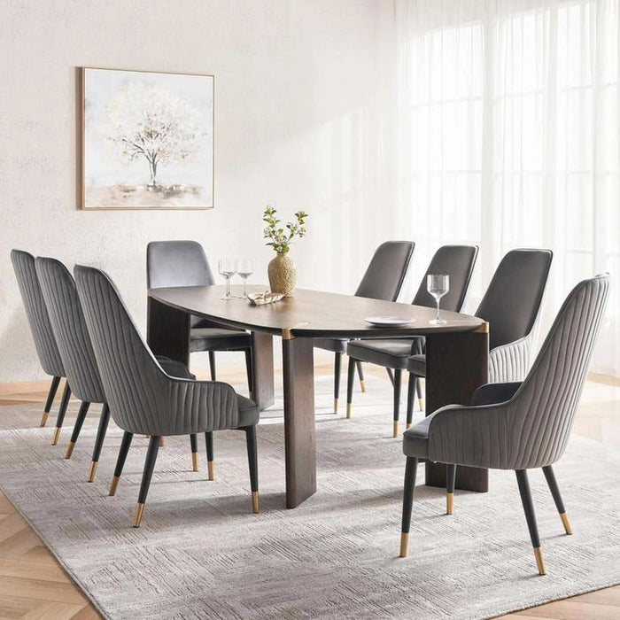 Tiamo 8 Seater Dining Table Oval Veneer - Dark Brown