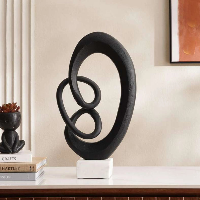 Tiana Metal Twisted Decor Sculpture With Marble Base 28X42Cm - Black