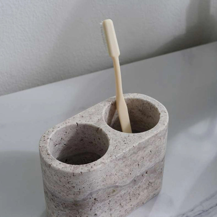 Tiffany Marble Toothbrush Holder 14.4X7.5X10Cm- Grey